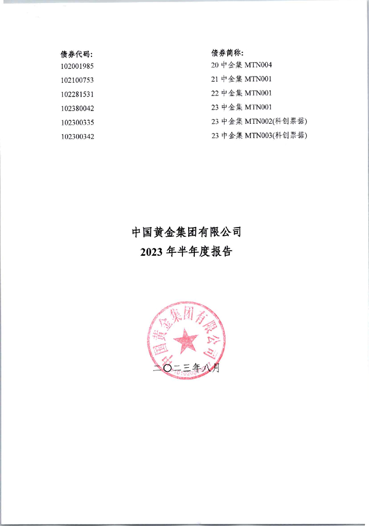 中国黄金集团有限公司2023年半年度报告