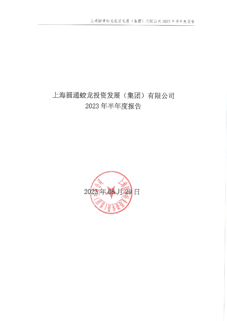 上海圆通蛟龙投资发展(集团)有限公司2023年半年度报告