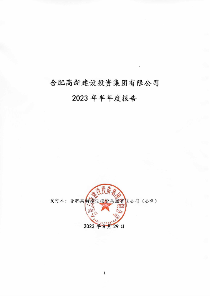 合肥高新建设投资集团有限公司2023年半年度报告