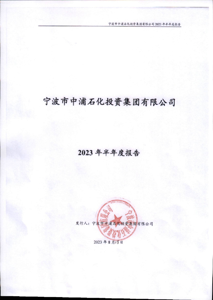 宁波市中浦石化投资集团有限公司2023年半年度报告