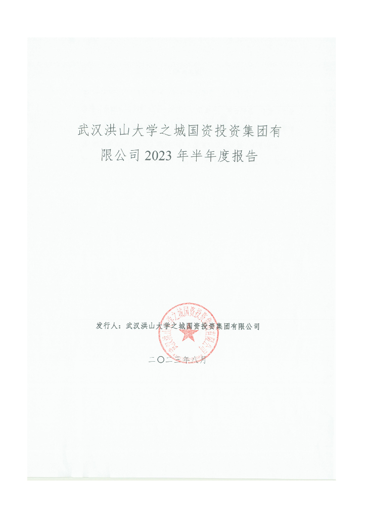 武汉洪山大学之城国资投资集团有限公司2023年半年度报告