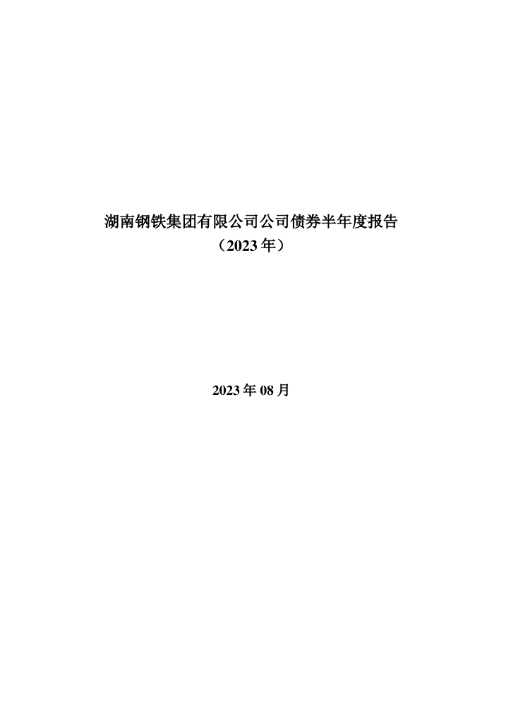 湖南钢铁集团有限公司2023年半年度报告