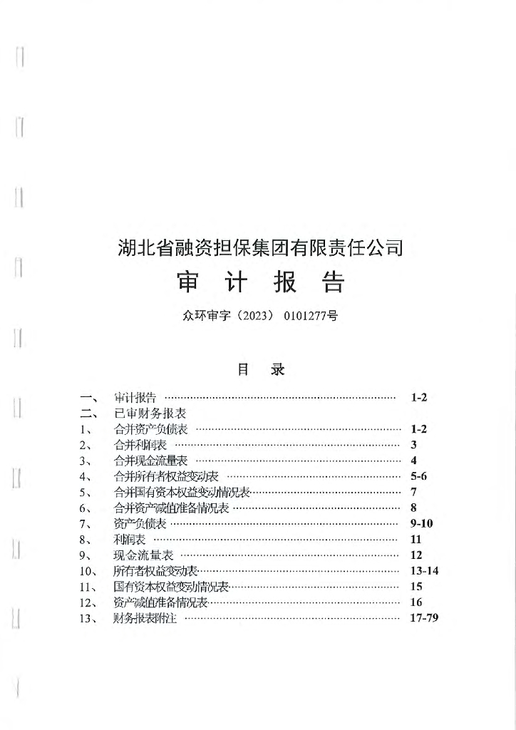 湖北省融资担保集团有限责任公司2022年审计报告