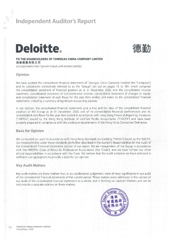 港华智慧能源有限公司截至2020年12月31日止年度的经审计合并财务报告(英文版)