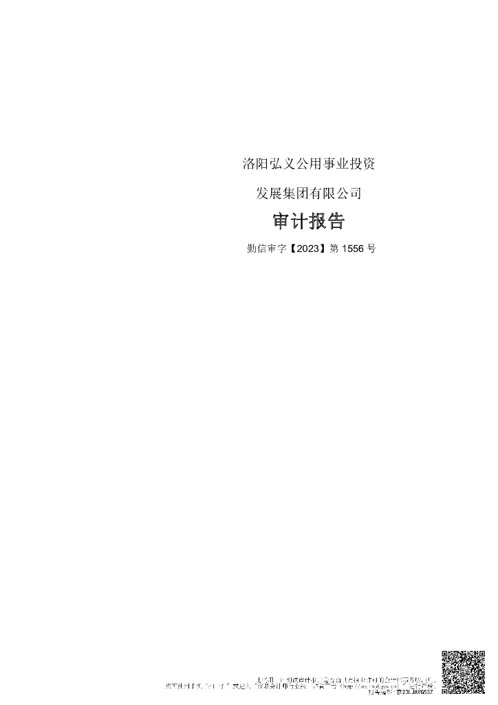 洛阳弘义公用事业投资发展集团有限公司2022年度经审计的合并及母公司财务报告