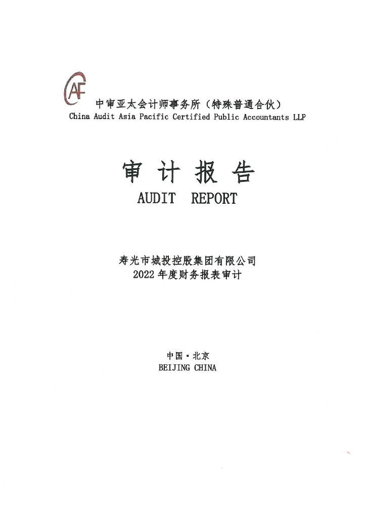 寿光市城投控股集团有限公司2022年审计报告