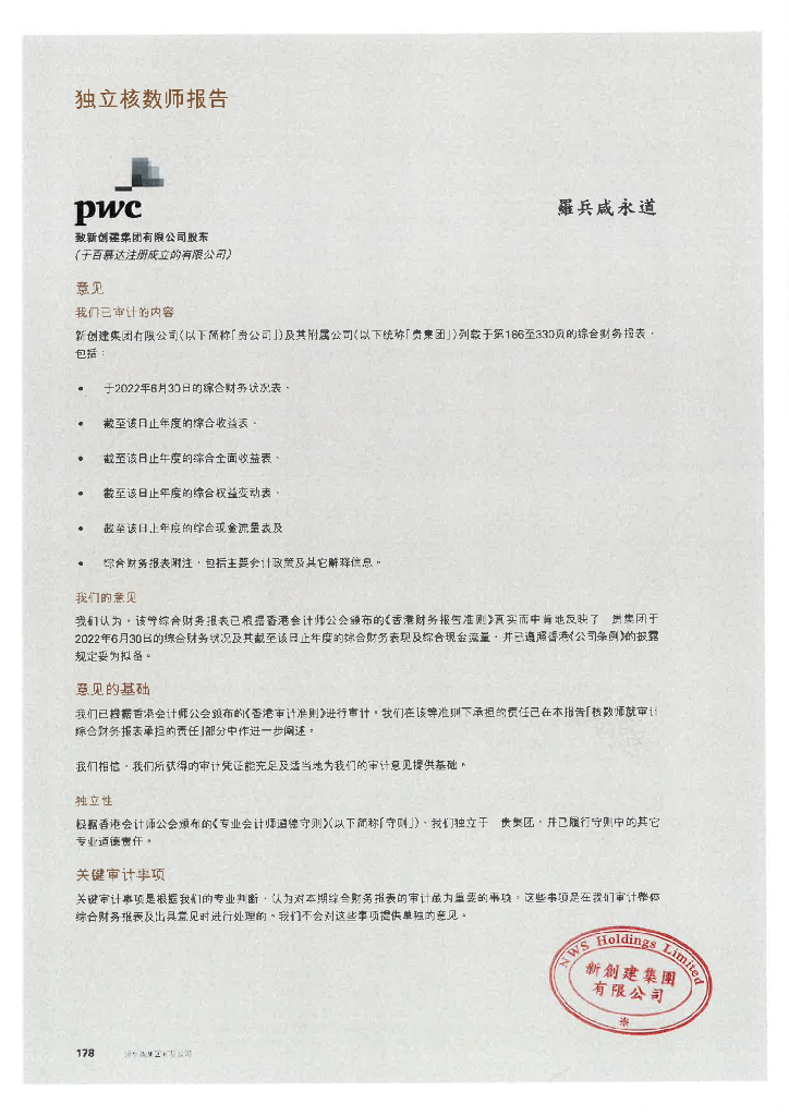 新创建集团有限公司经审计的2022年财务报告(简体中文版)