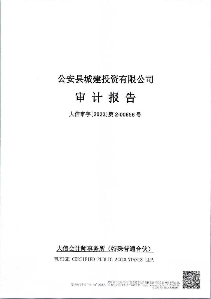 公安县城建投资有限公司公司债券2022年年度财务报表及附注(以此为准)