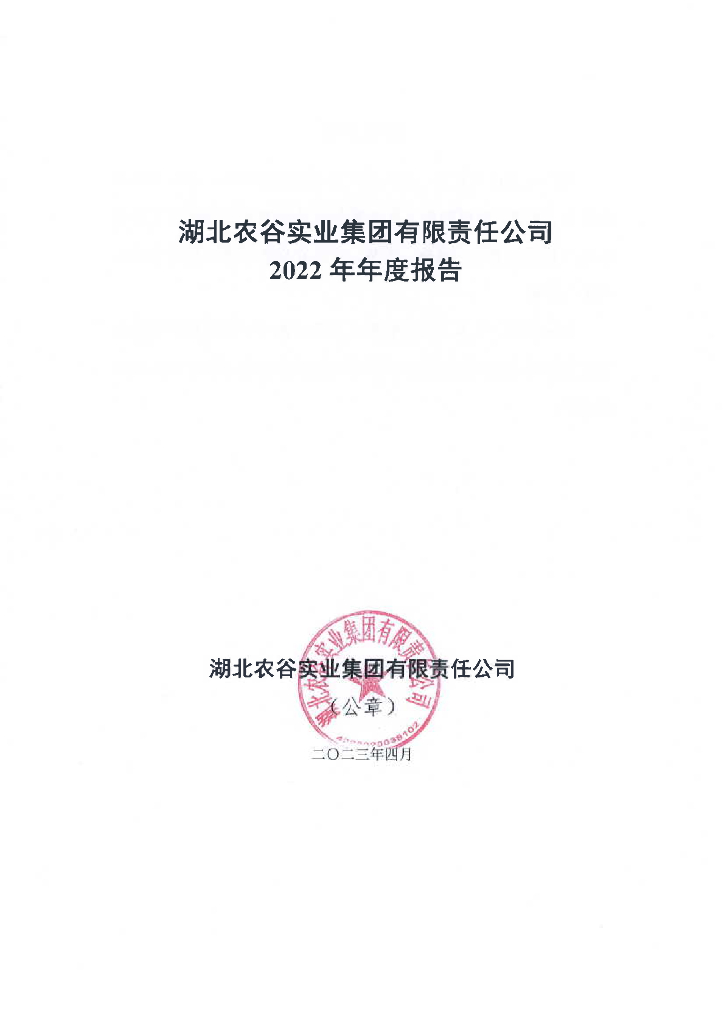 湖北农谷实业集团有限责任公司关于2022年年度报告的更正说明及更正后文件
