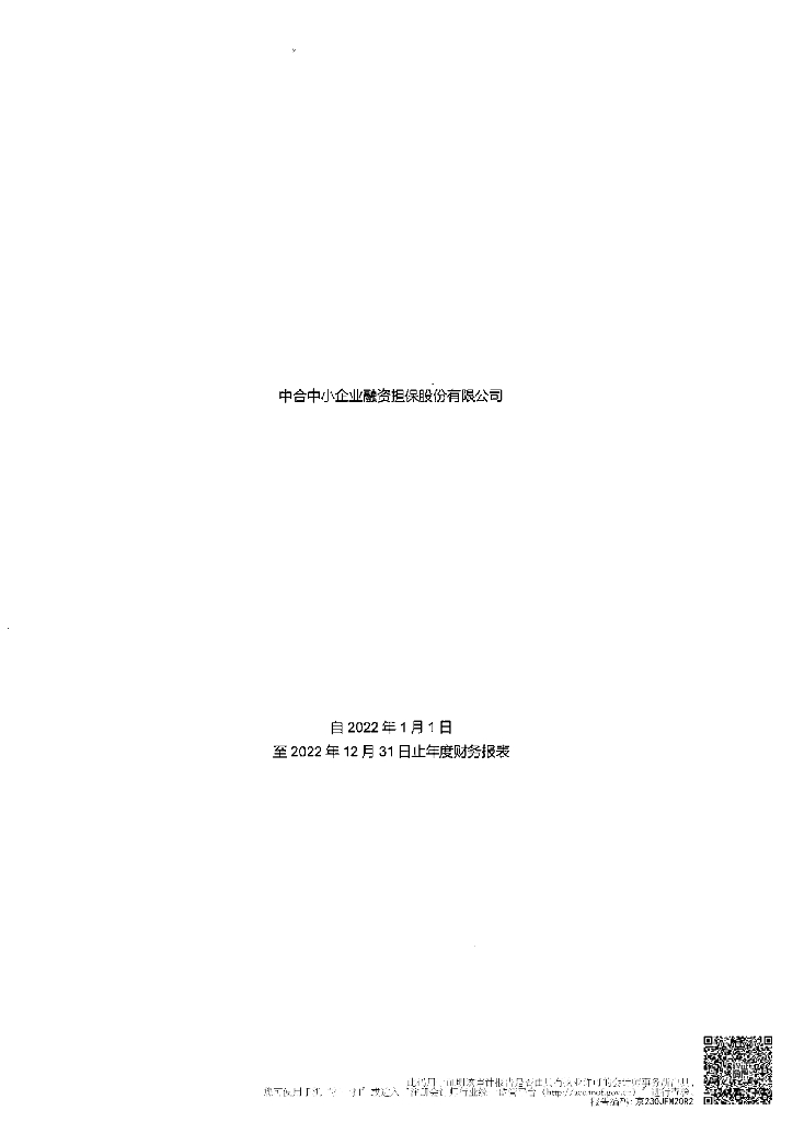 中合中小企业融资担保股份有限公司2022年度经审计的合并及母公司财务报告