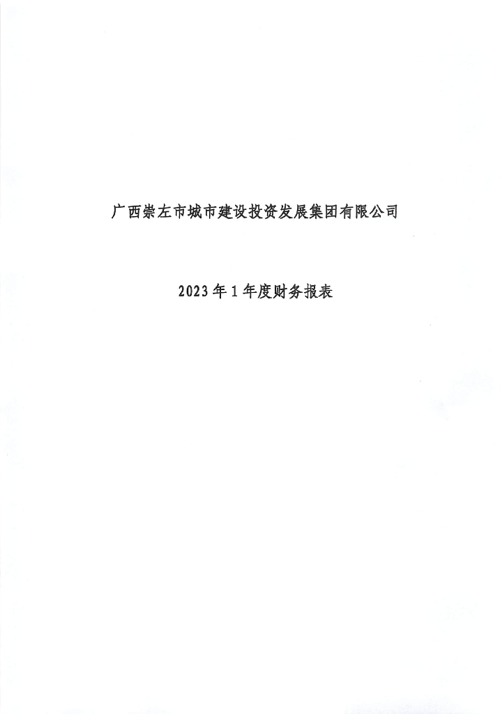 广西崇左市城市建设投资发展集团有限公司2023年第一季度合并及母公司财务报表