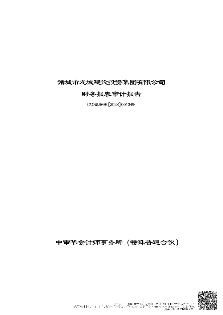 诸城市龙城建设投资集团有限公司2022年审计报告