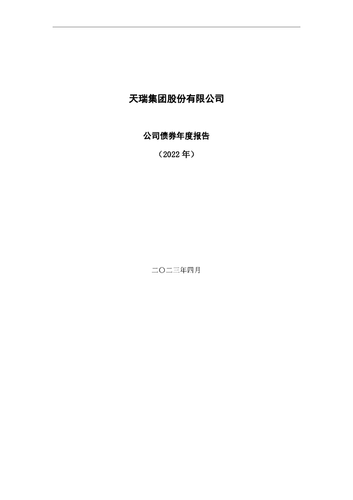 天瑞集团股份有限公司公司债券年度报告(2022年)