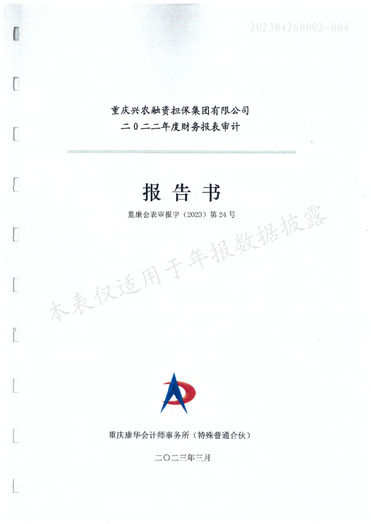 韶山高新建设投资有限公司公司债券2022年度担保人财务报告及附注(重庆兴农融资担保集团有限公司)
