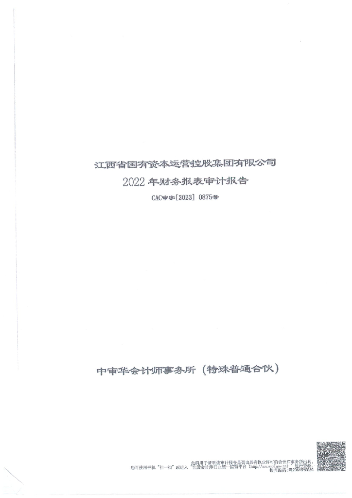 江西省国有资本运营控股集团有限公司2022年财务报表审计报告