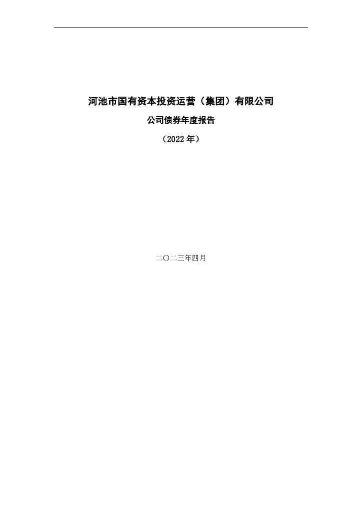 河池市国有资本投资运营(集团)有限公司公司2022年年度报告