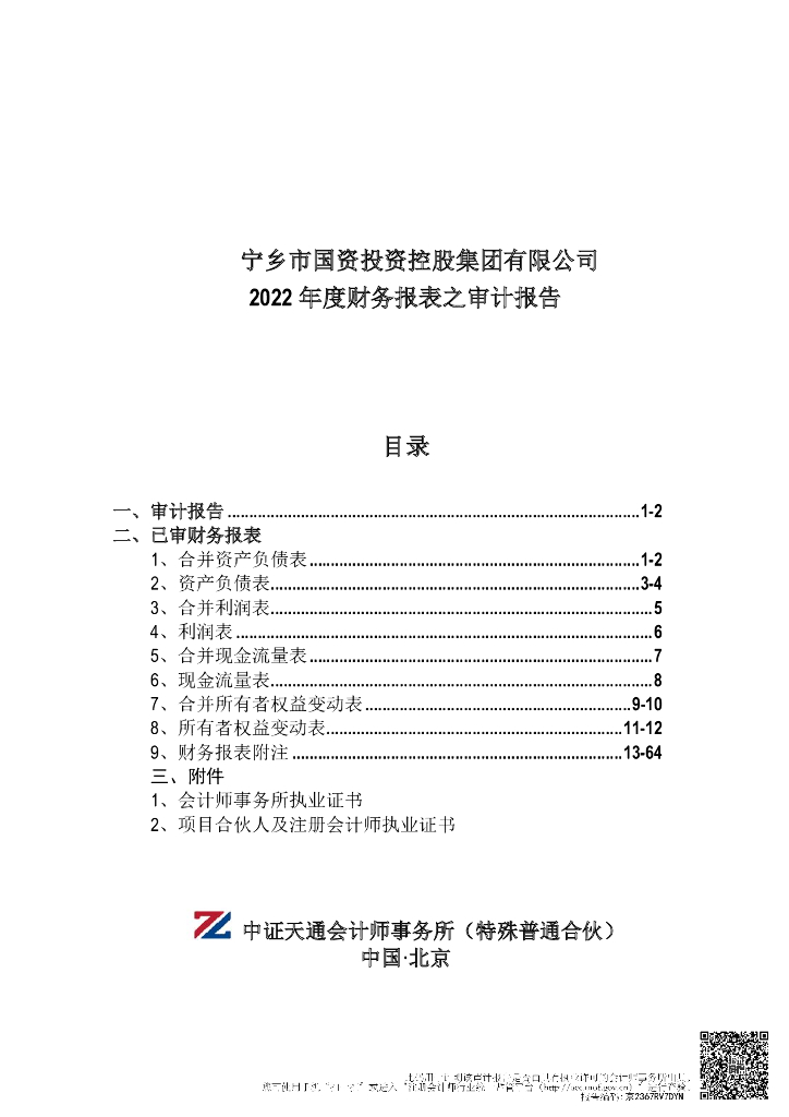 宁乡沩东新城建设开发有限公司公司债券2022年度担保人财务报告及附注(宁乡市国资投资控股集团有限公司)
