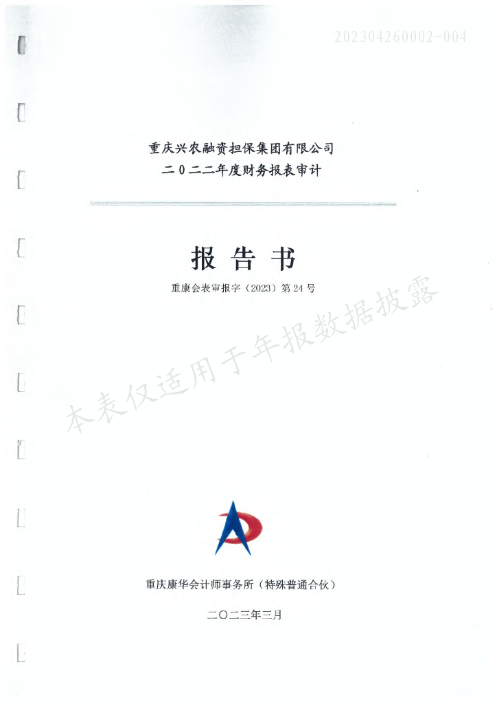 临朐沂山实业有限公司公司债券2022年度担保人财务报告及附注(重庆兴农融资担保集团有限公司)