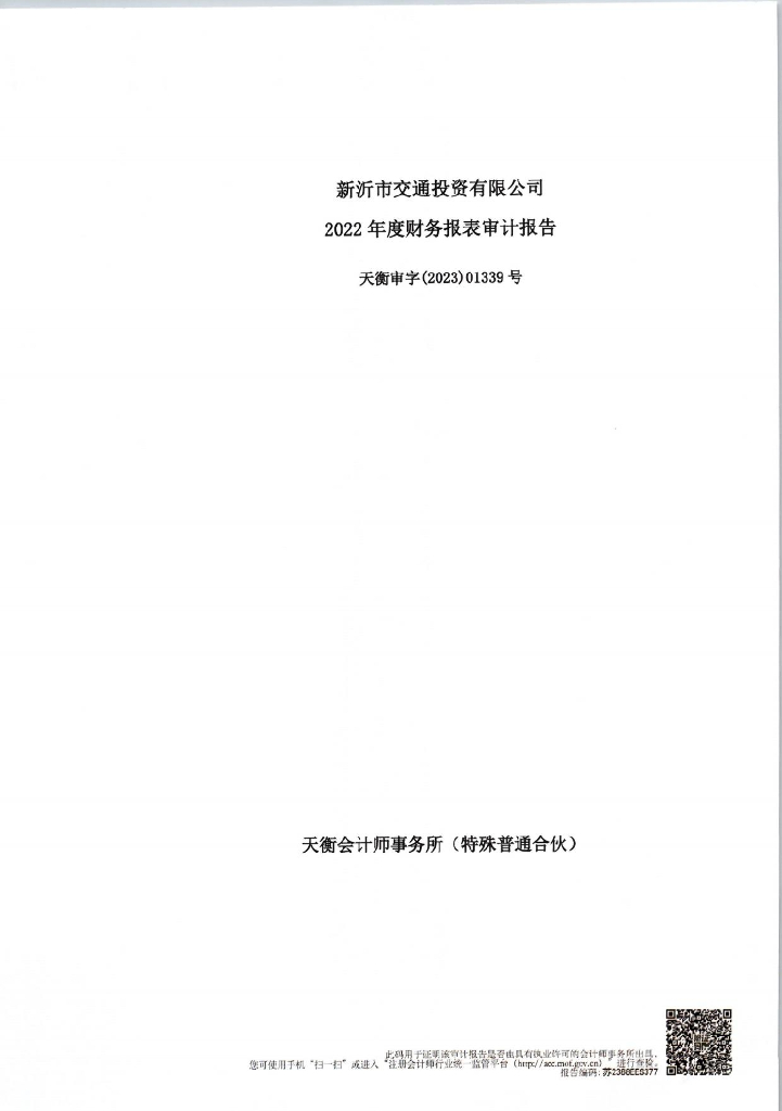 新沂市交通投资有限公司2022年度财务报表审计报告(担保人及差额补足人)