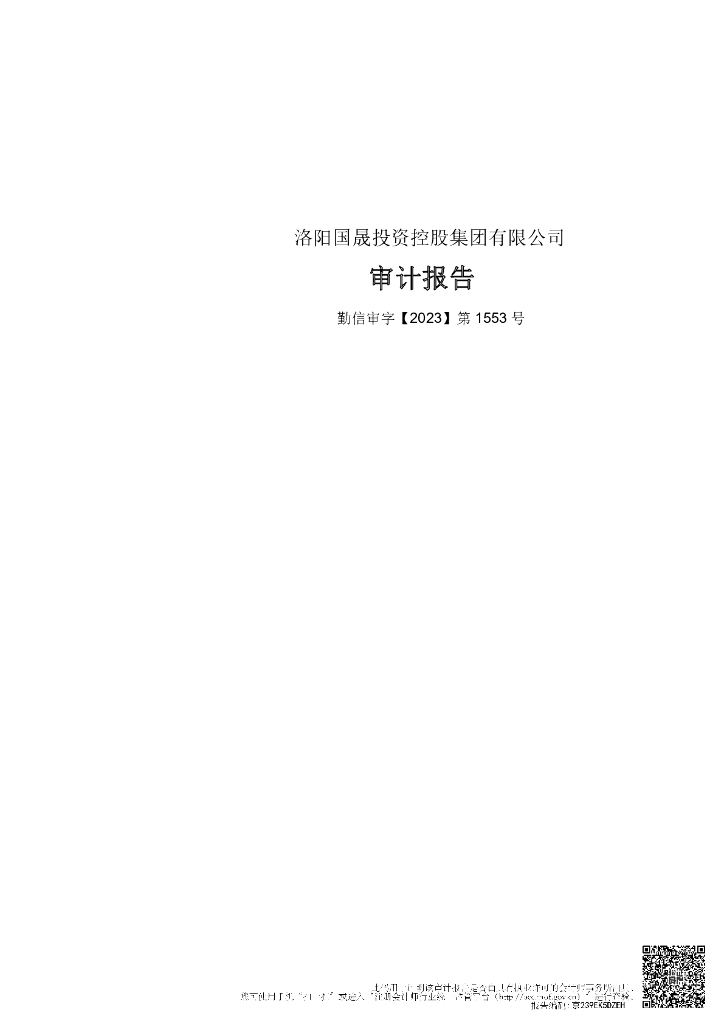 洛阳国晟投资控股集团有限公司2022年审计报告