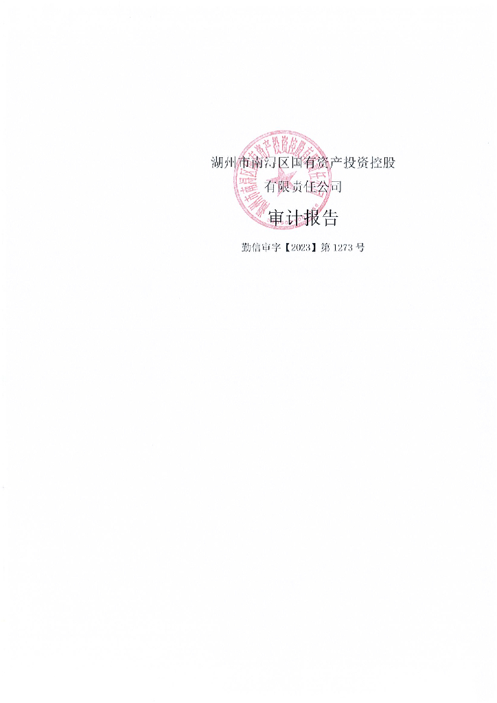湖州市南浔区国有资产投资控股有限责任公司2022年度审计报告(担保人)