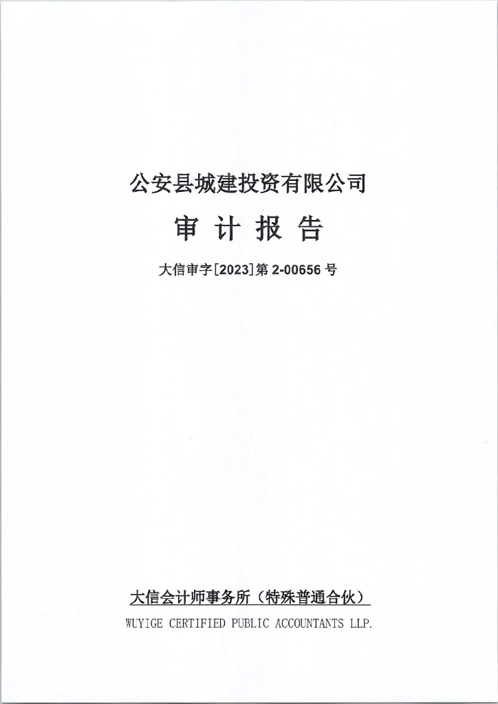 公安县城建投资有限公司公司债券2022年年度财务报表及附注