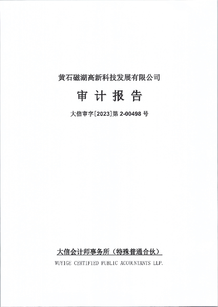 黄石磁湖高新科技发展有限公司公司债券2022年度审计报告