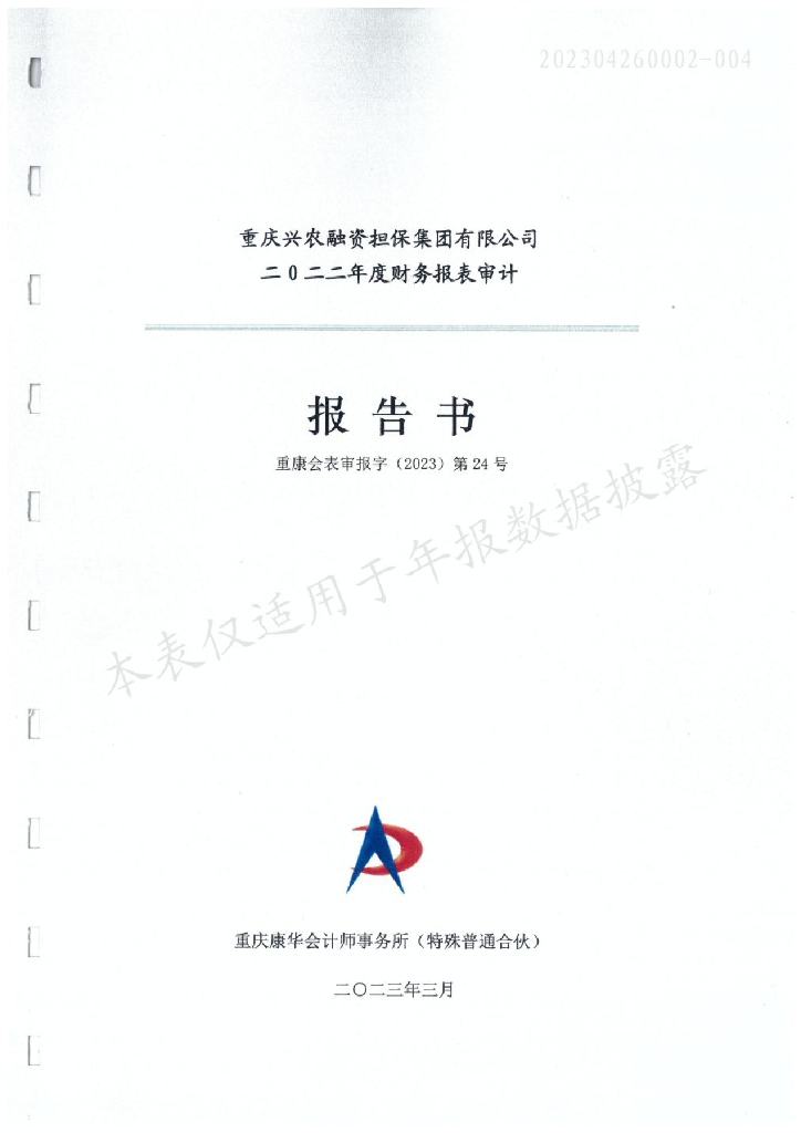 重庆兴农融资担保集团有限公司2022年度审计报告