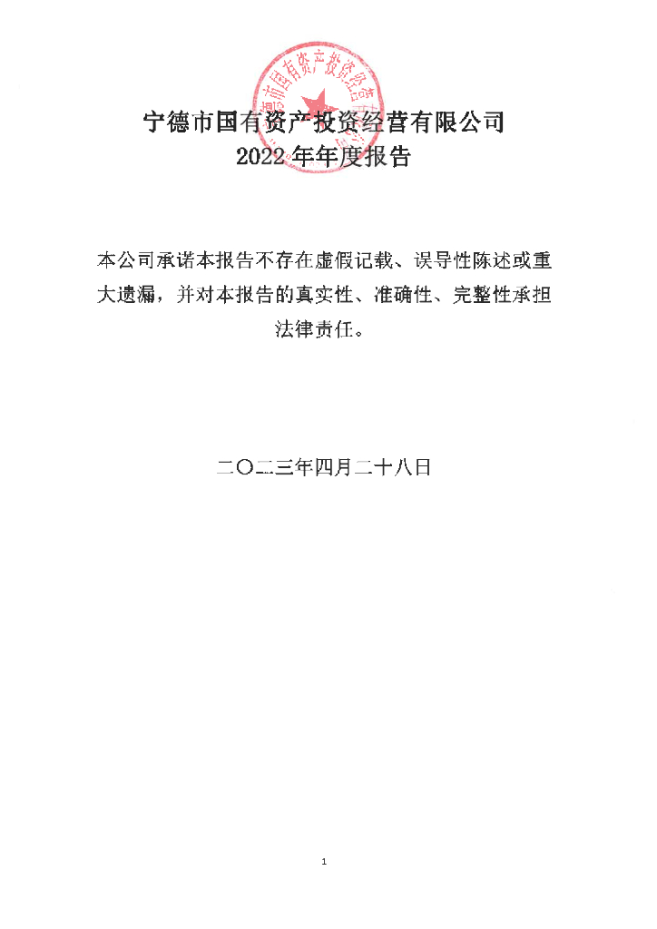 宁德市国有资产投资经营有限公司2022年年度报告