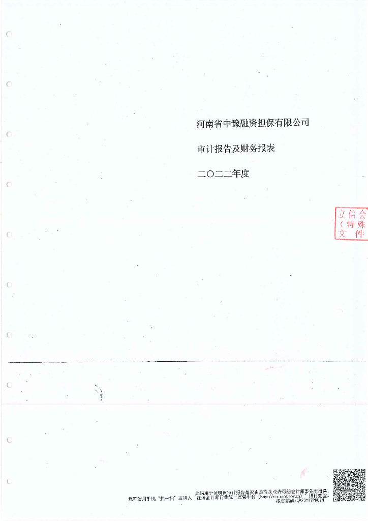 河南省中豫融资担保有限公司2022年度审计报告