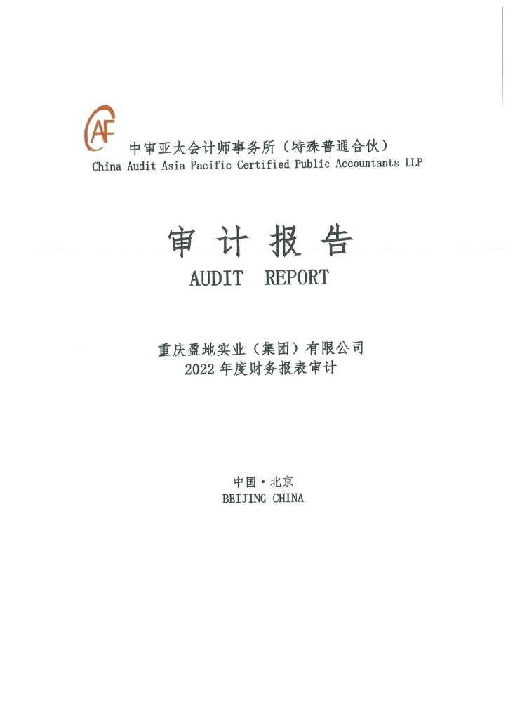 重庆盈地实业(集团)有限公司2022年审计报告