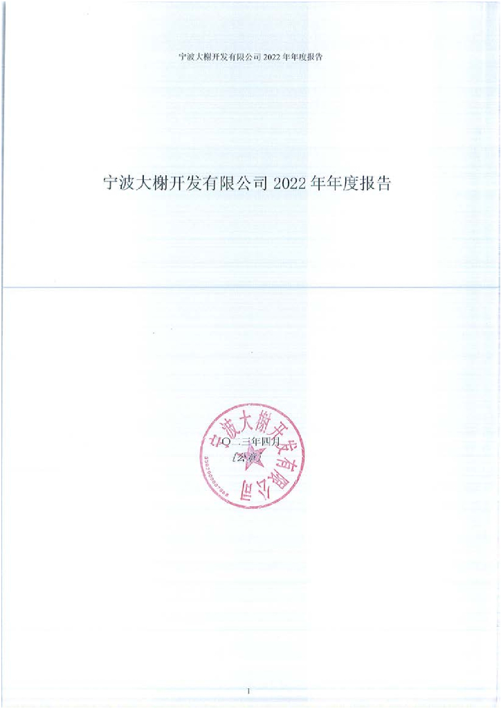 宁波大榭开发有限公司2022年年度报告