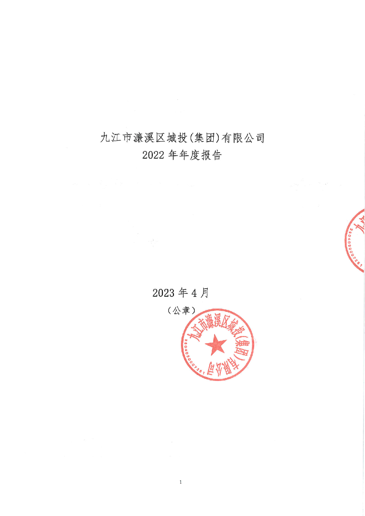 九江市濂溪区城投(集团)有限公司2022年年度报告