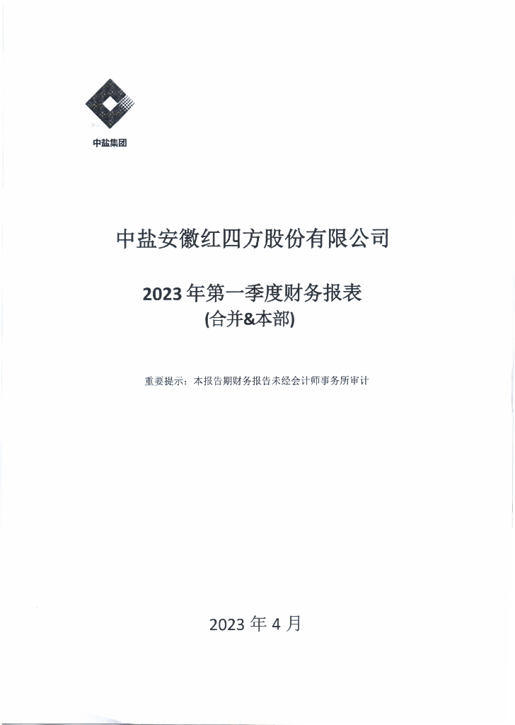 中盐安徽红四方股份有限公司2023年一季度财务报表