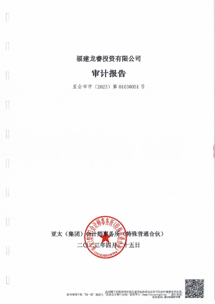 福建龙睿投资有限公司2022年审计报告