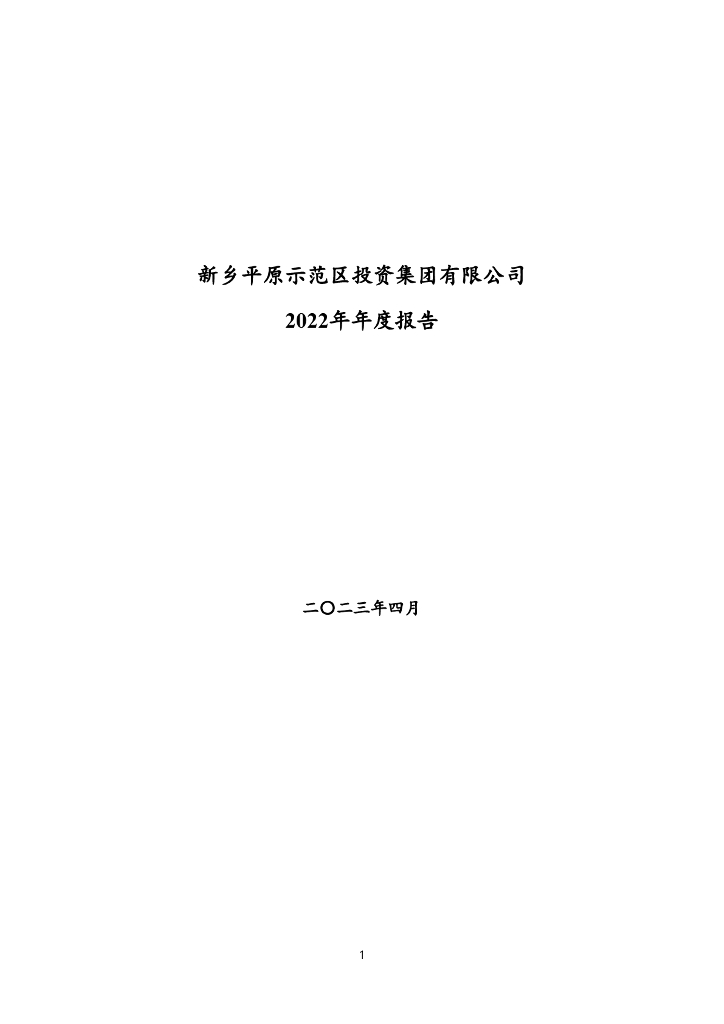 新乡平原示范区投资集团有限公司2022年年度报告