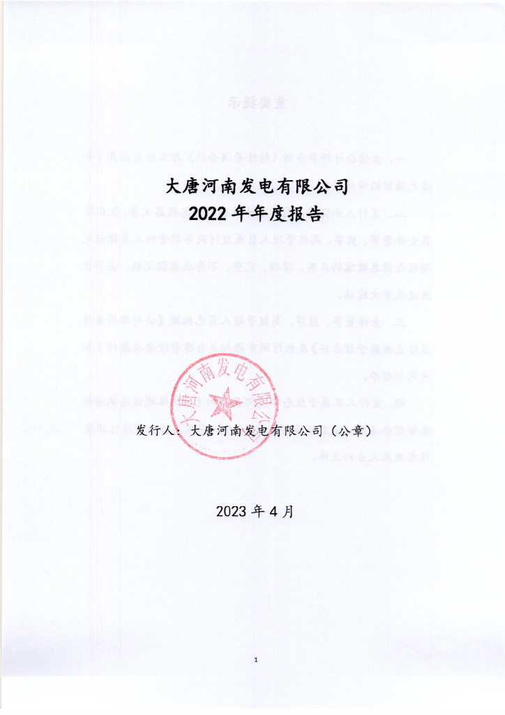 大唐河南发电有限公司2022年年度报告