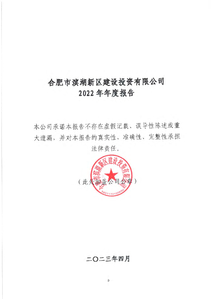 合肥市滨湖新区建设投资有限公司2022年年度报告
