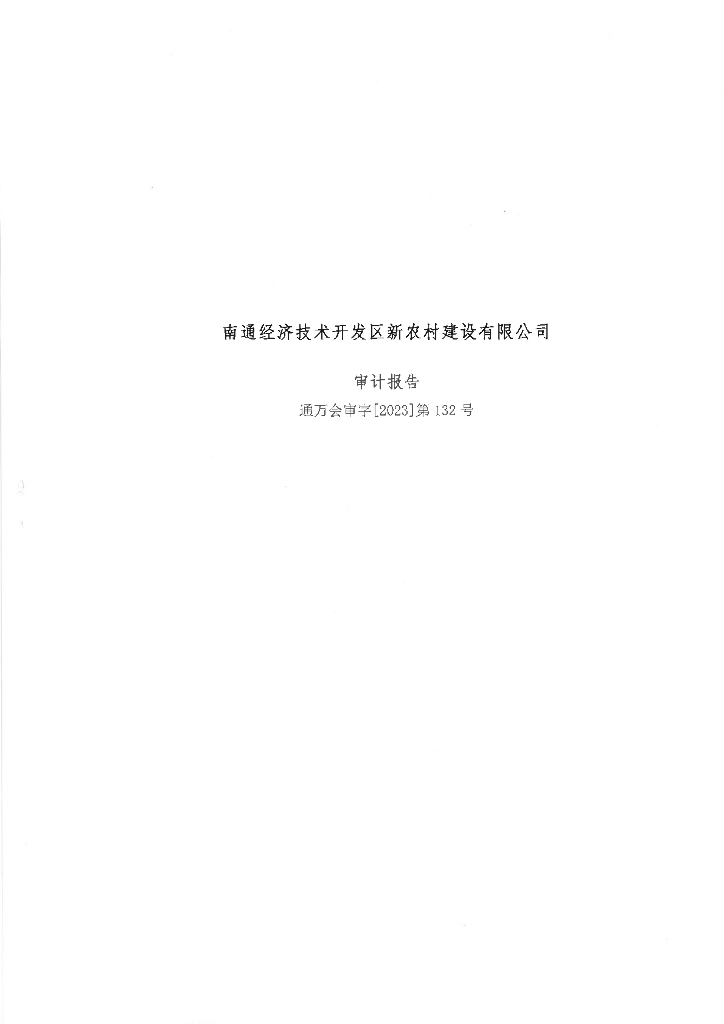 南通经济技术开发区新农村建设有限公司2022年审计报告(附担保人审计报告)