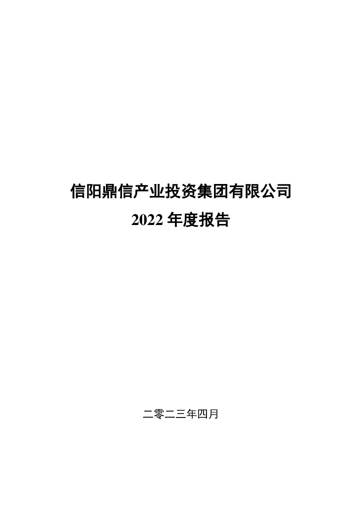信阳鼎信产业投资集团有限公司2022年年度报告