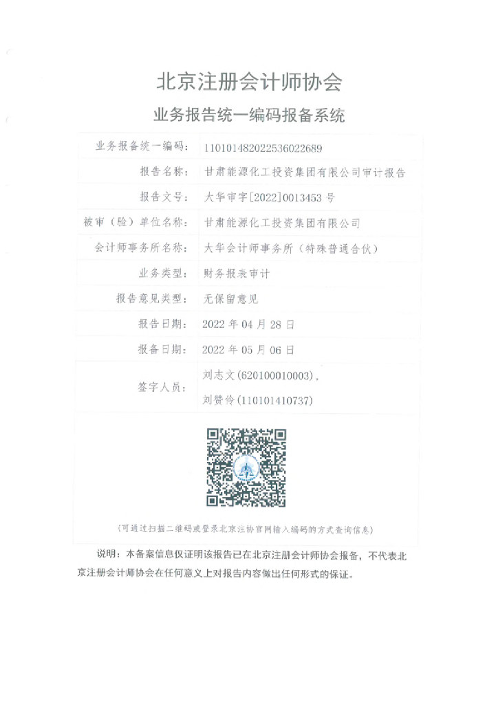 甘肃能源化工投资集团有限公司2021年度经审计的合并及母公司财务报告_第2页