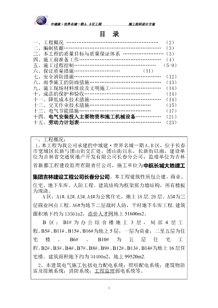 吉林省某地建筑群（商业住宅地下车库人防工程）建筑组织设计方案