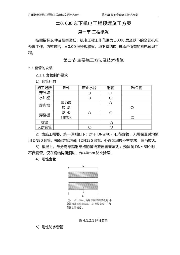 广州某电视台机电工程预埋施工方案