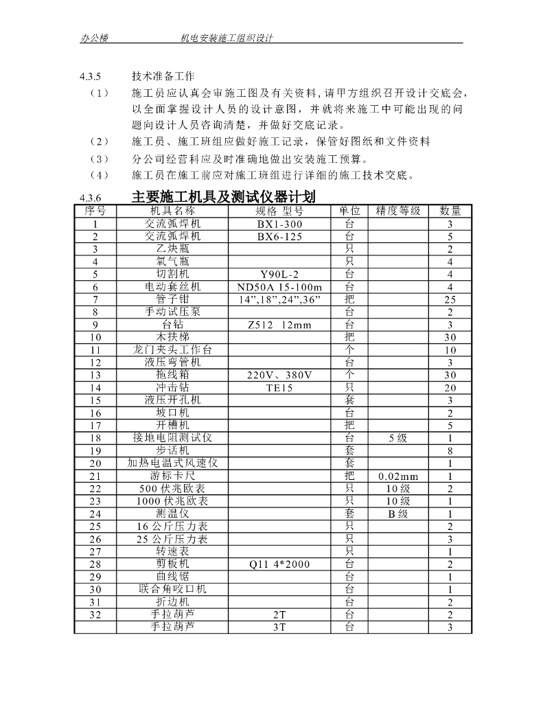 人民法院审判法庭办公楼机电安装施工组织_第6页
