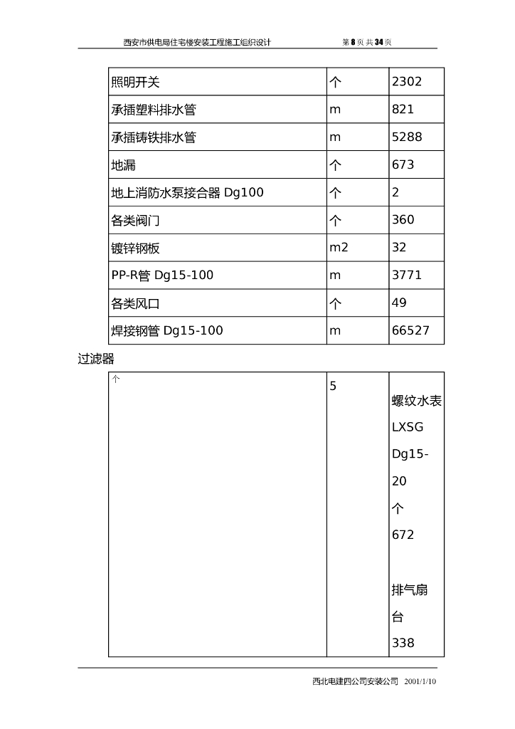 陕西高层住宅楼安装工程施工组织设计方案_第8页