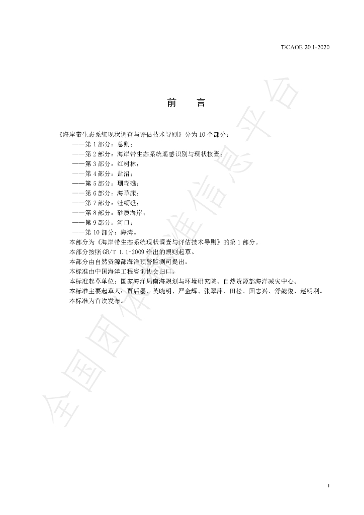 T/CAOE 20.1-2020 标准预览