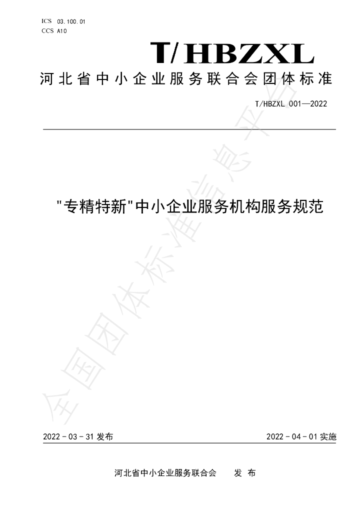 T/HBZXL 001-2022 标准预览