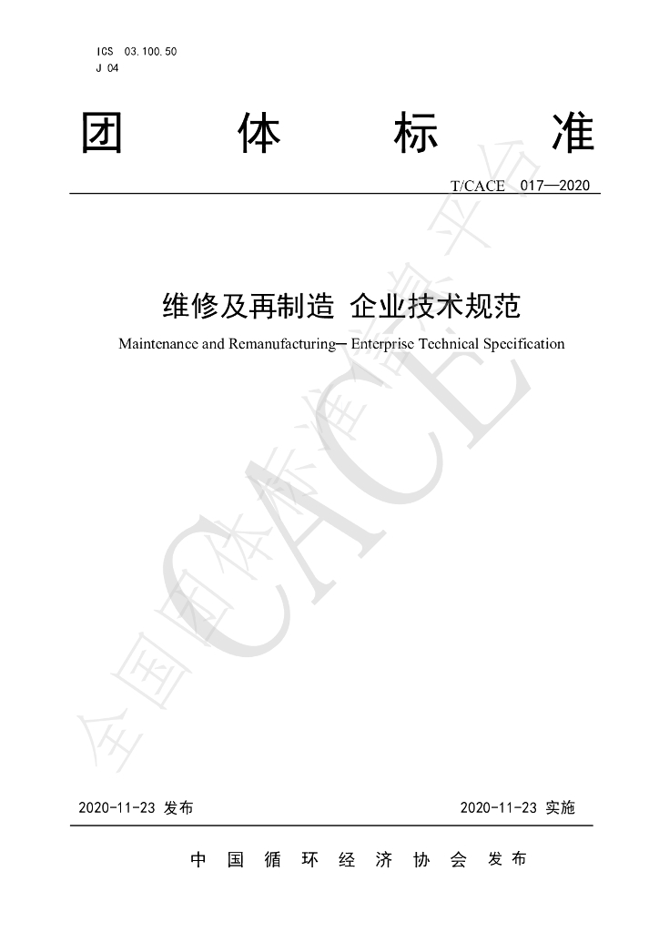 T/CACE 017-2020 标准预览