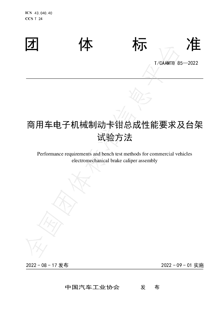 T/CAAMTB 85-2022 标准预览