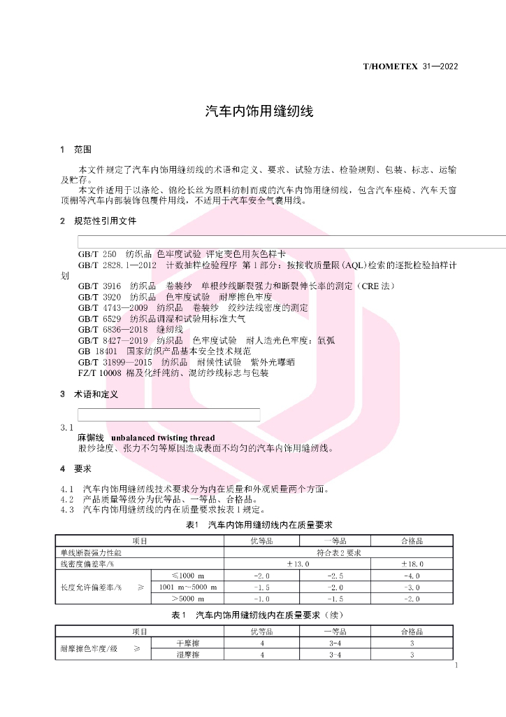 T/HOMETEX 31-2022 标准预览